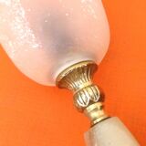1970s Tulip table lamp Onyx stone and brass Tulip shaped lampshade