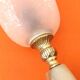 1970s Tulip table lamp Onyx stone and brass Tulip shaped lampshade