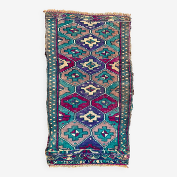 Petit tapis turc vintage 91x52 cm, short runner, tribal, shabby, mini tapis