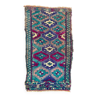 Small vintage turkish rug 91x52 cm, short runner, tribal, shabby, mini carpet