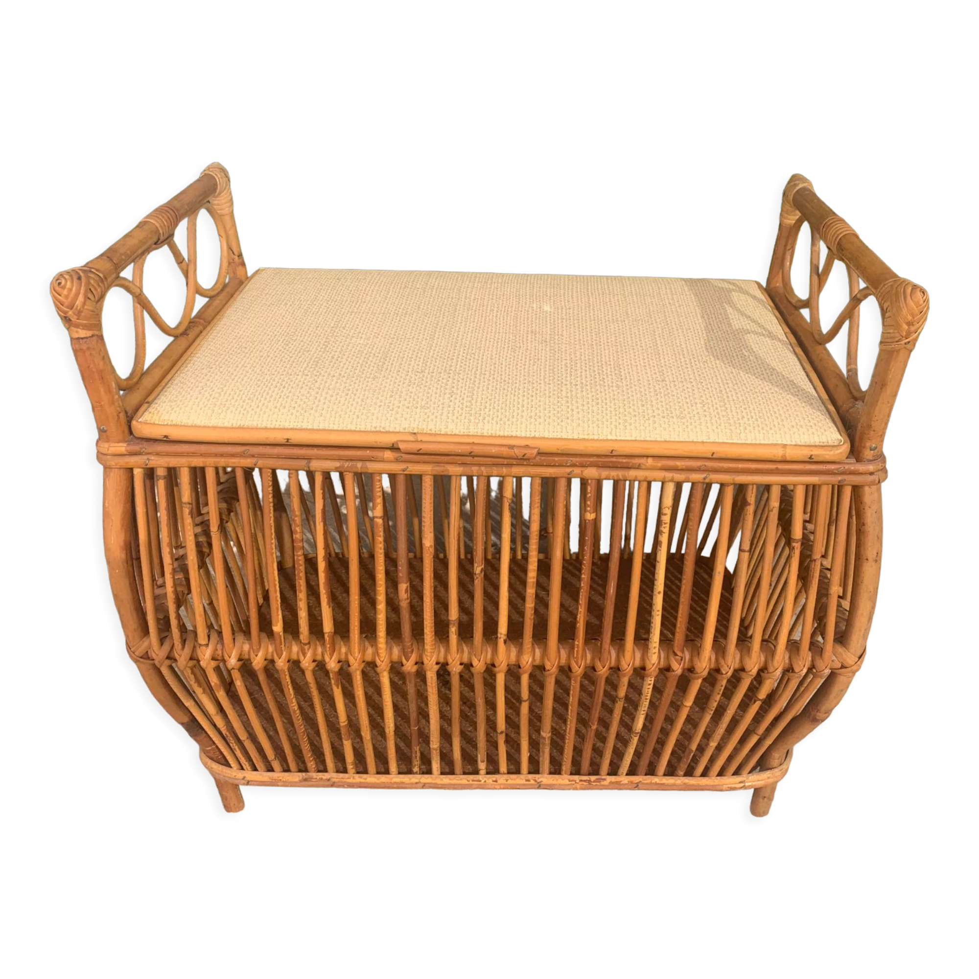 Vintage rattan toy chest