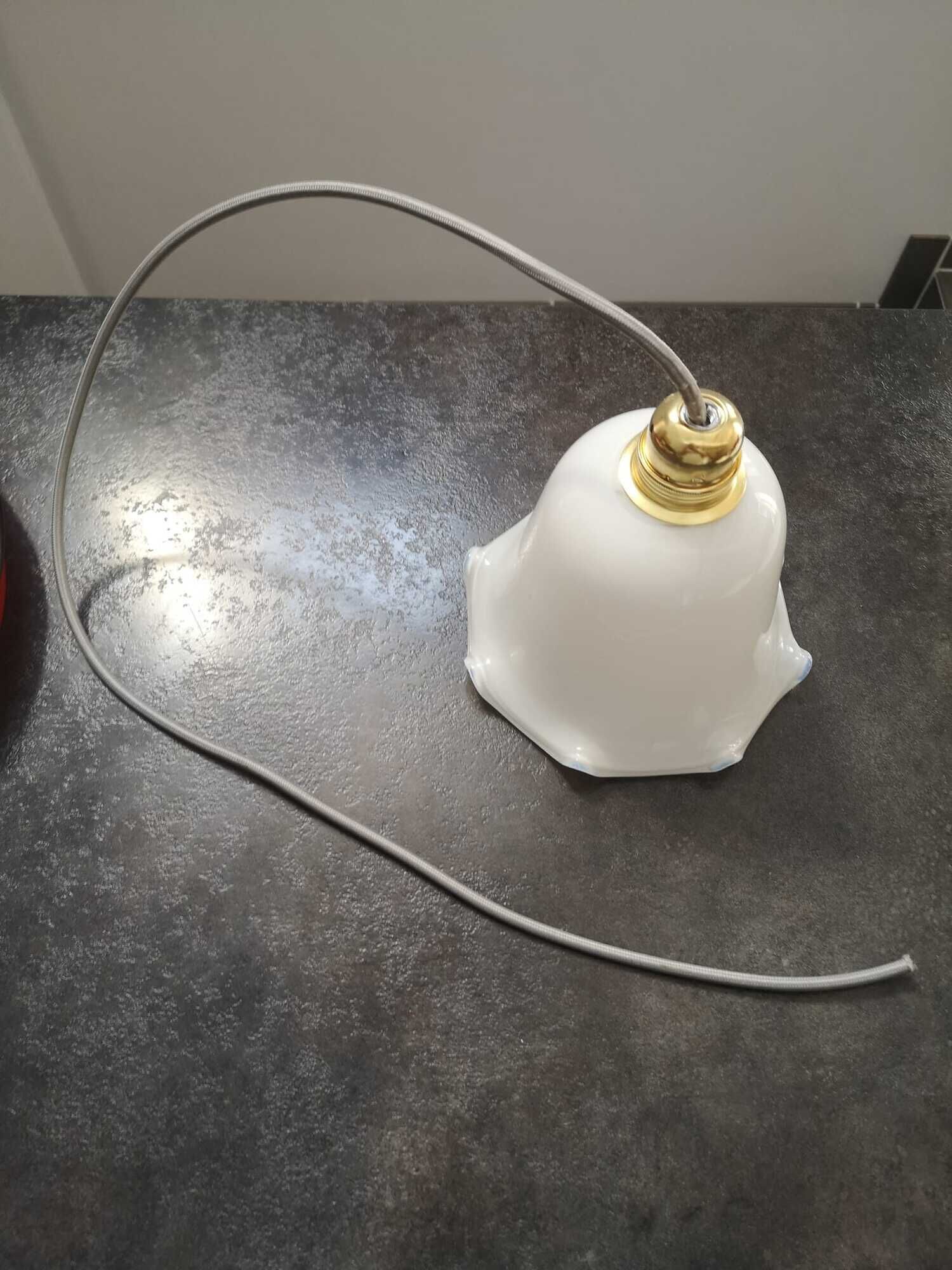 Old large lampshade tulip suspension opaline vintage 60/70' H 14 cm TBE