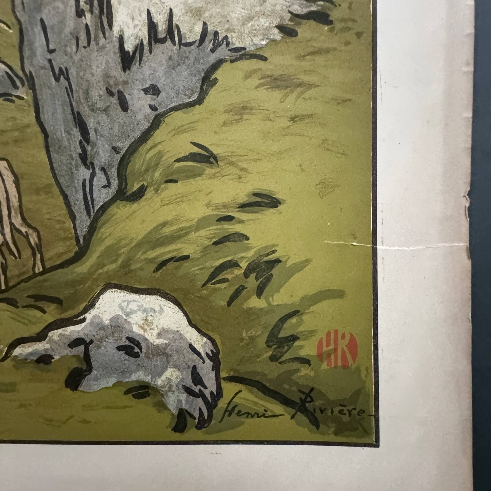 Lithograph by Henri Rivière The Aspects of Nature - The Cliff