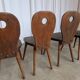 Set of 4 Vintage Brutalist Wooden Chair / Rustic Farmhouse Dining Chair