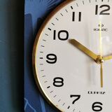 Horloge vintage pendule murale silencieuse "Romatic bleu doré"