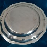 Christofle round silver metal dish with punches ø 33 cm