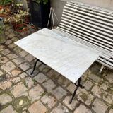 Bistro table in grey marble and black cast iron 100 x 60 cm