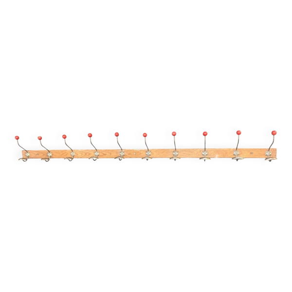 porte-manteau d'école / vestiaire 10 patères à boules rouges