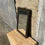 Old wooden mirror and metal angle barber shape 18th