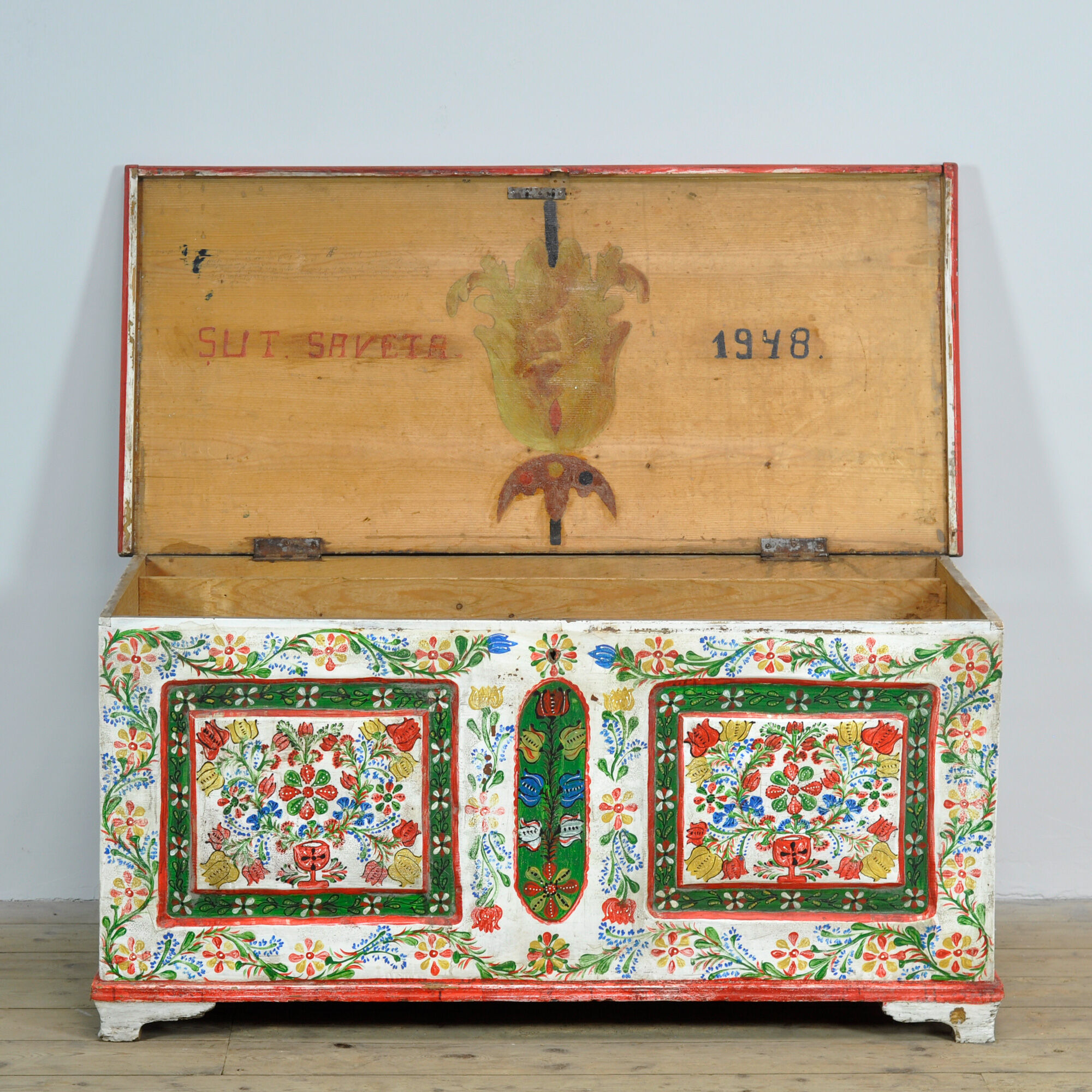 Folk art bridal chest, dated 1948