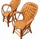 Ensemble de jardin vintage en rotin tressé –table ronde et 4 fauteuils