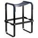 Contemporary bar stool in smoked black steel and navy blue leather.