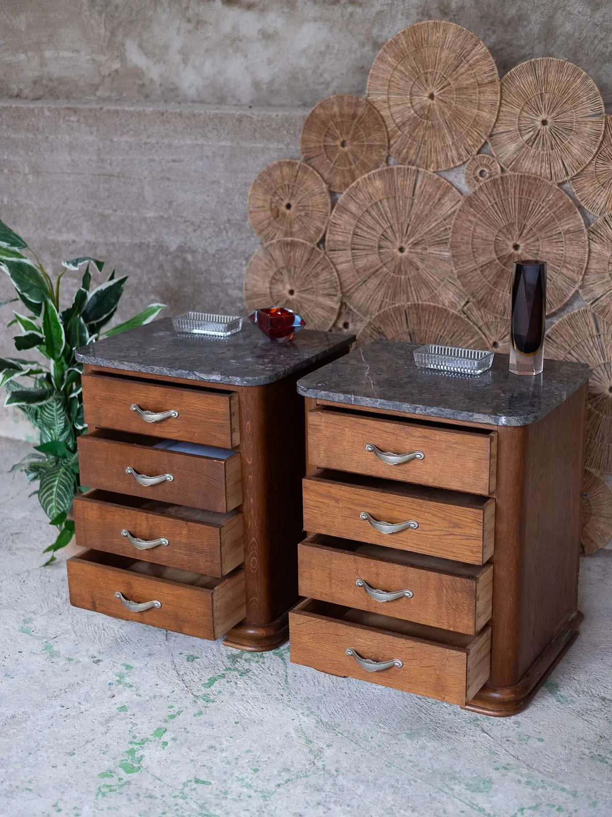 Vintage bedside table in Empire / Art Deco style