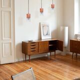 Pair of copper and bubble glass pendant lights by VEB NARVA Leuchten, year