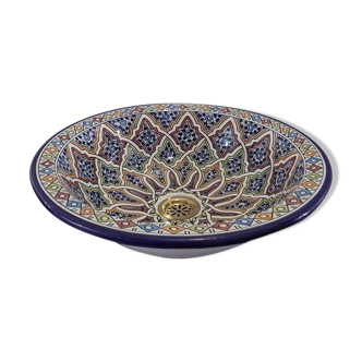 Exquisite Handmade Multicolor Ceramic Moroccan Bathroom Sink - Painted Artisan Sink