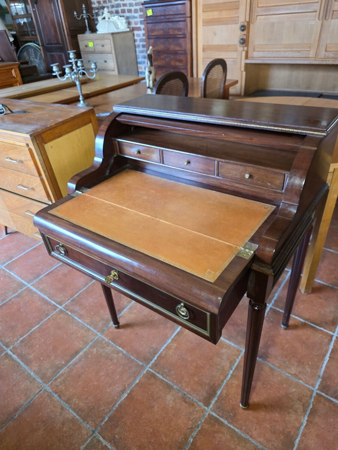 Louis XVI Style Cylinder Desk in Mahogany