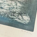 lithographie 1/8 encadré et signé de l'artiste huile et techniques mixtes