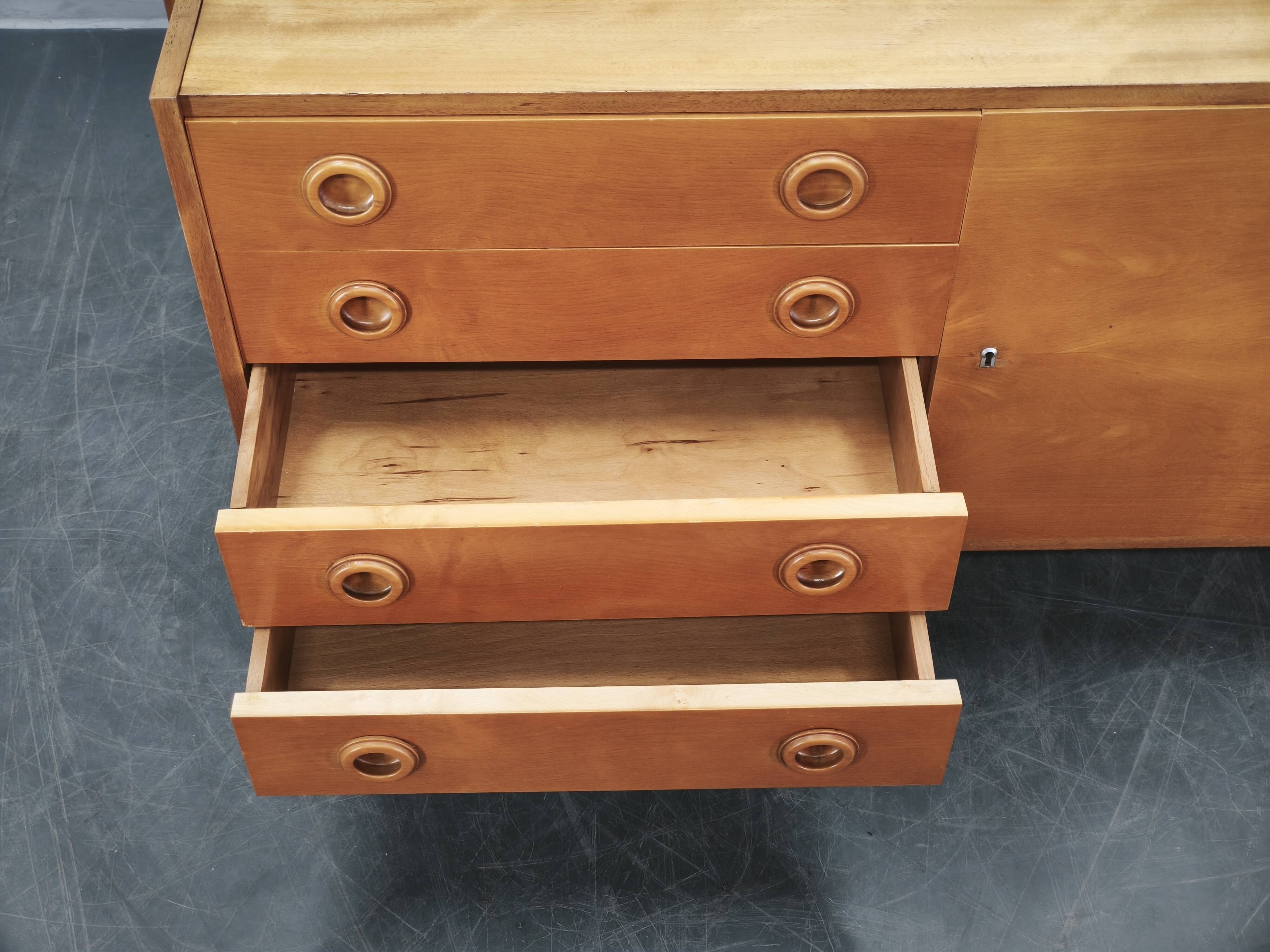 1960s Czechoslovak Maple Sideboard with Drawers and Cabinet