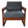 Scandinavian armchair teak Komfor blue-grey fabric 60's sled base
