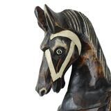 Cheval à bascule en bois, France 1970