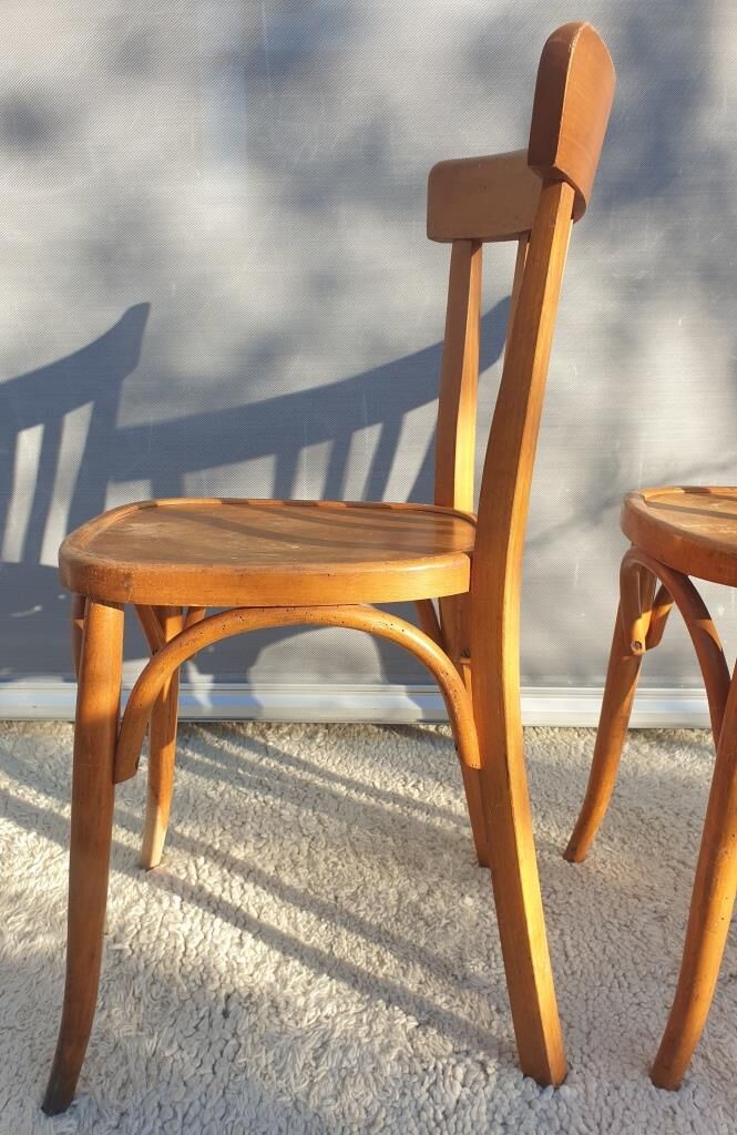 Paire chaises bistrot 1950 Mahieu Made in France