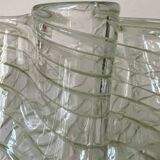 Filigree glass vase in the shape of a handkerchief with a corolla-shaped neck, Murano style