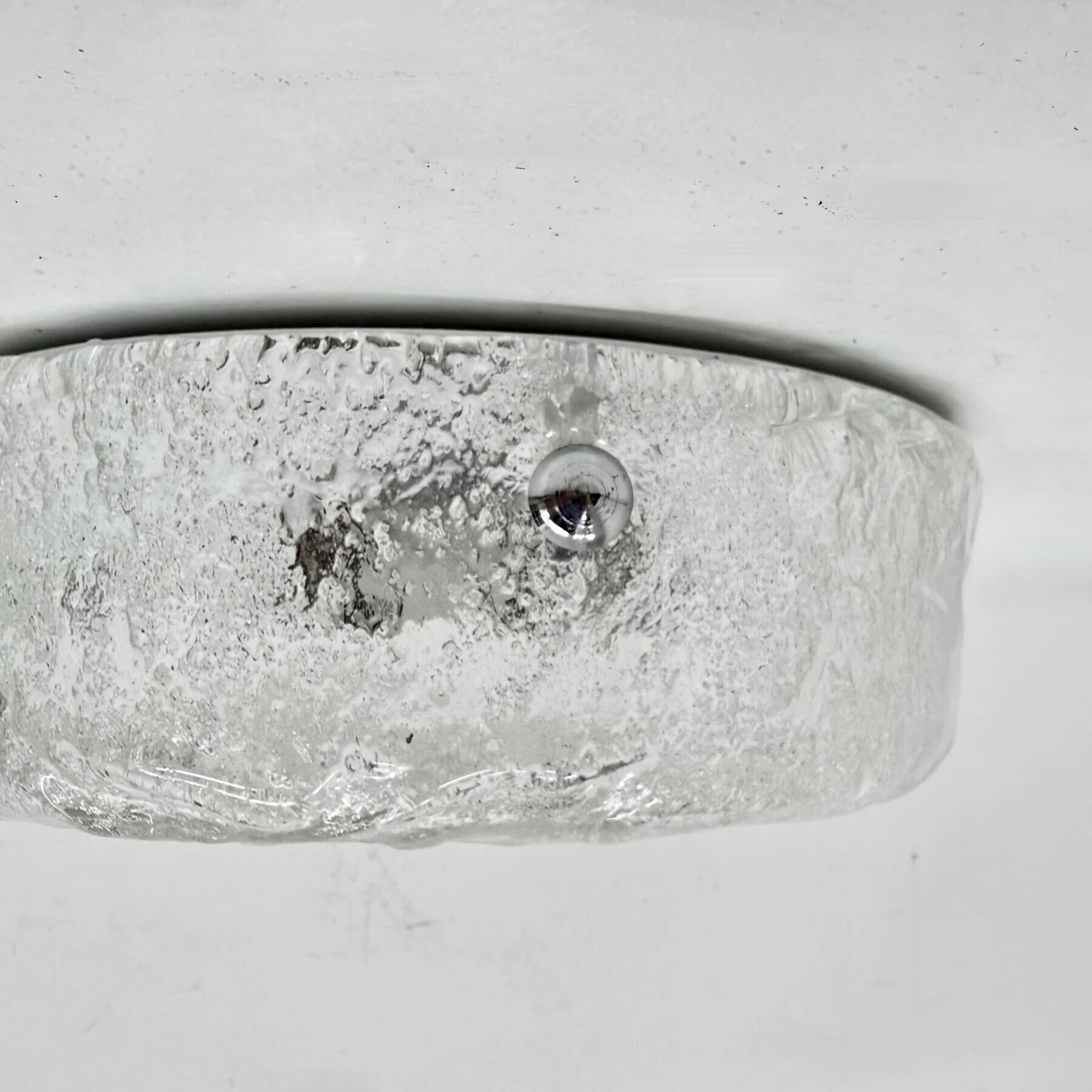 Mid-century Hillebrand iced glass ceiling lamp, 1970s