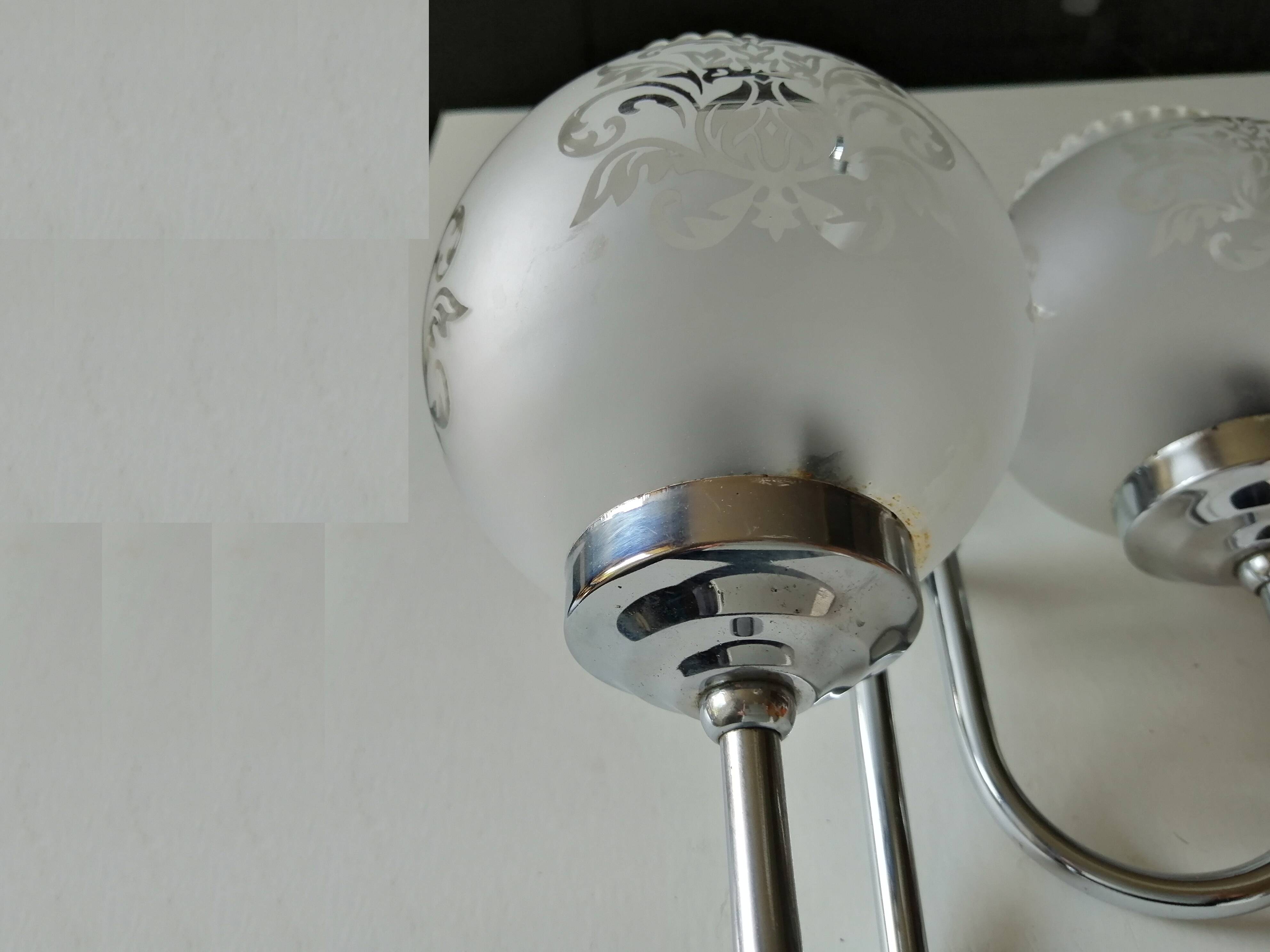 Double chrome and opaline 70 's slim design wall light