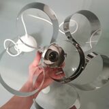 Curved stainless steel hanging lamp, Space Age, 1970