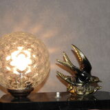 Art Deco marble figurine table lamp