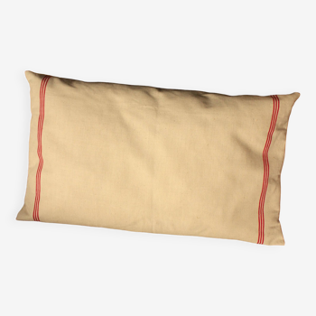 Coussin Torchon ancien bandes rouges