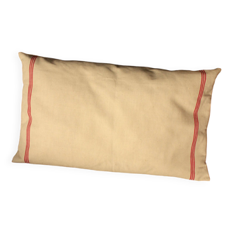 Old red striped Torchon cushion