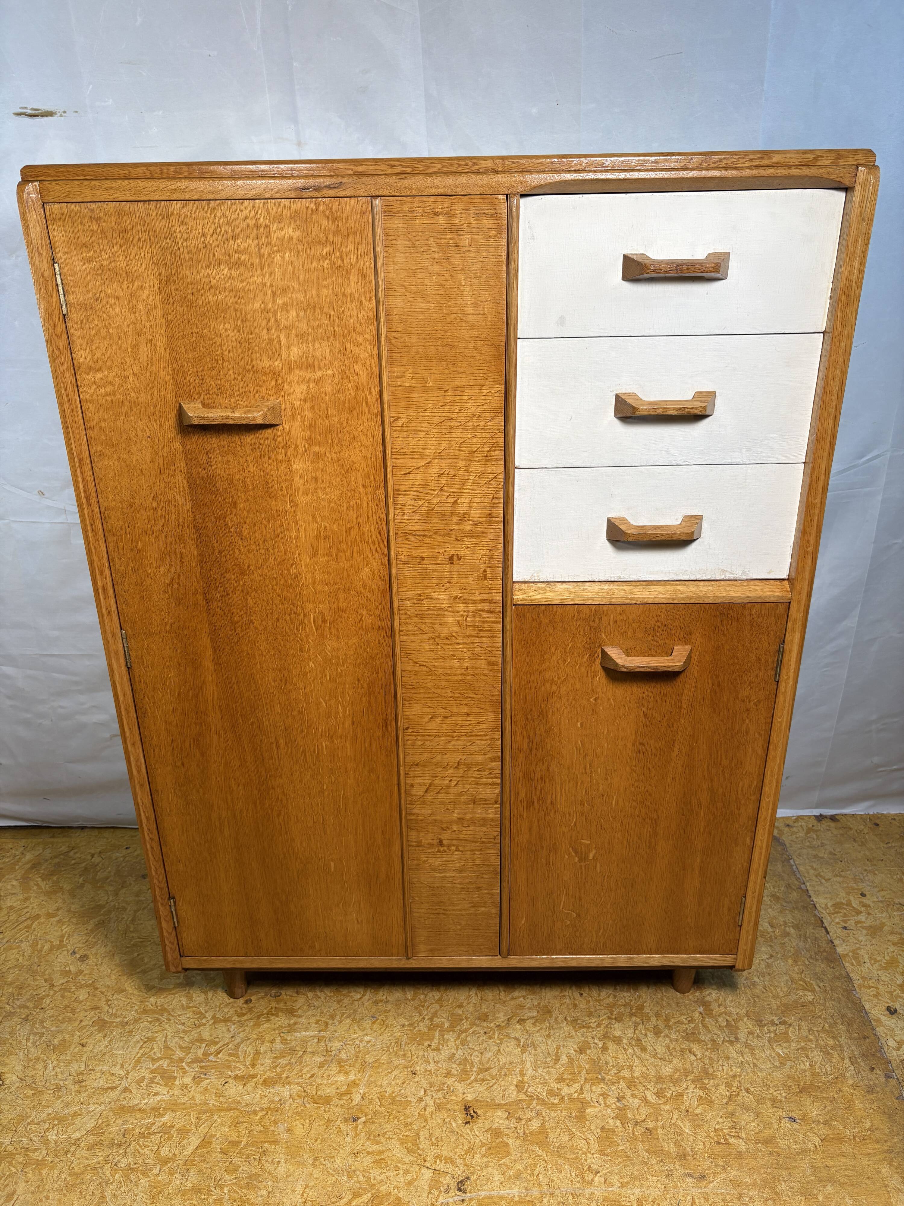 Rare Vintage G-Plan E. Gomme Oak Compactum Gentleman’s Wardrobe c.1950–1960