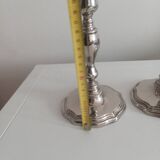 Pair of silver-plated metal candlesticks