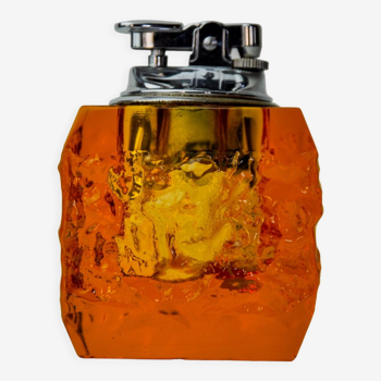 Briquet glaçon orange par Antonio Imperatore, verre de murano, italie, 1970