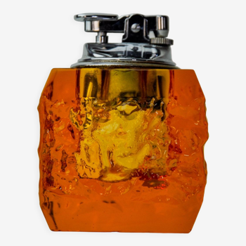 Orange ice lighter by Antonio Imperatore, murano glass, Italy, 1970