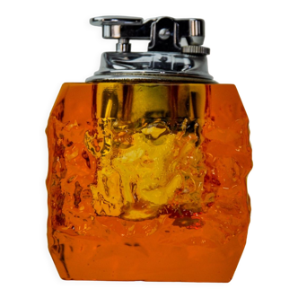 Briquet glaçon orange par Antonio Imperatore, verre de murano, italie, 1970