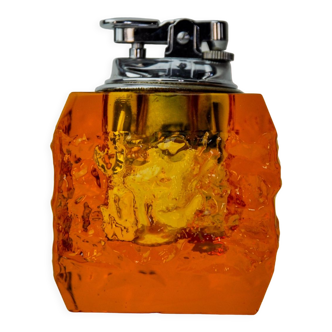 Orange ice lighter by Antonio Imperatore, murano glass, Italy, 1970