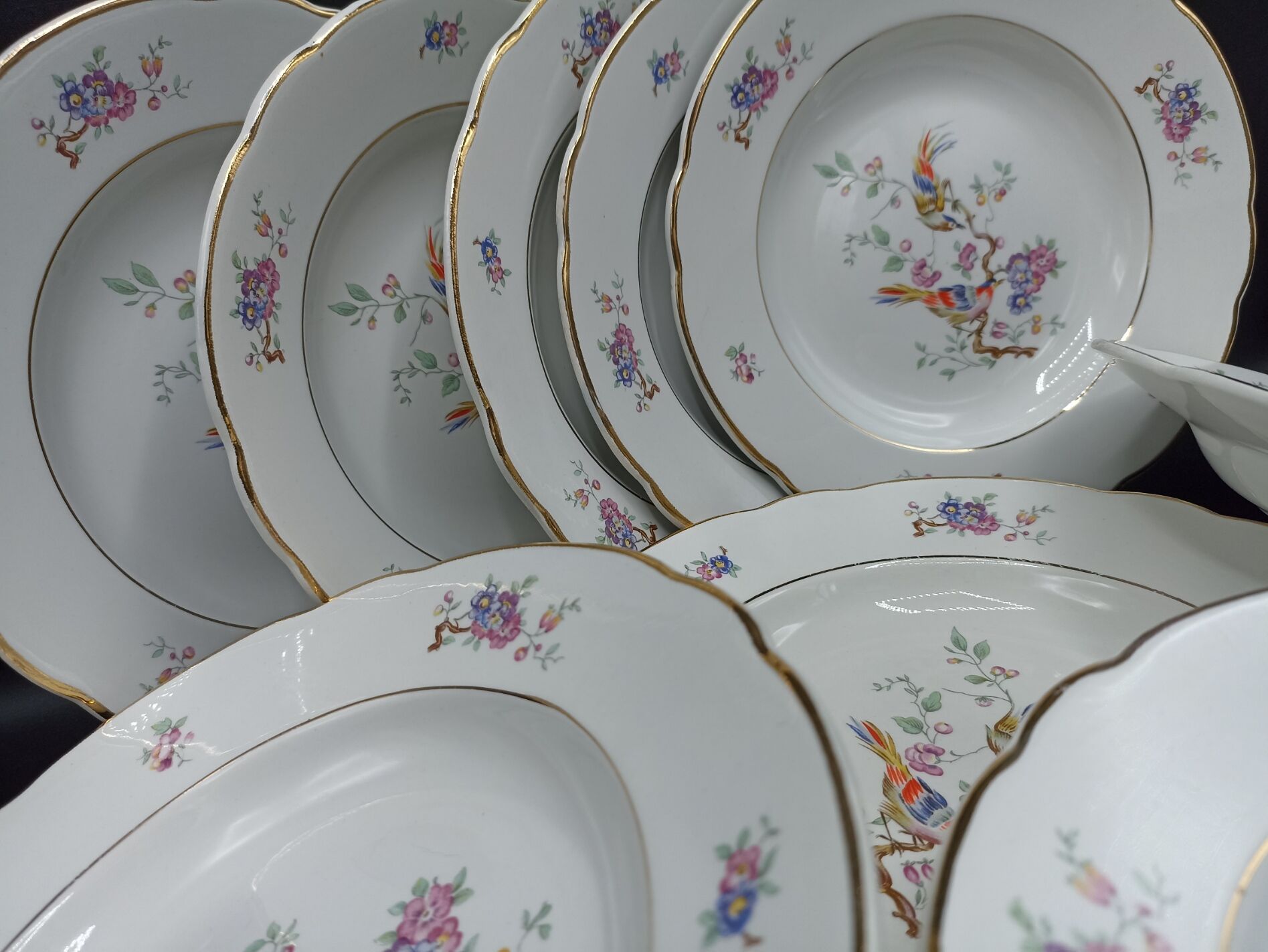 12 hollow plates Badonviller KG Lunéville - Birds