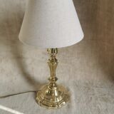 Regency candle holder in polished bronze work XIX th, mounted in lamp