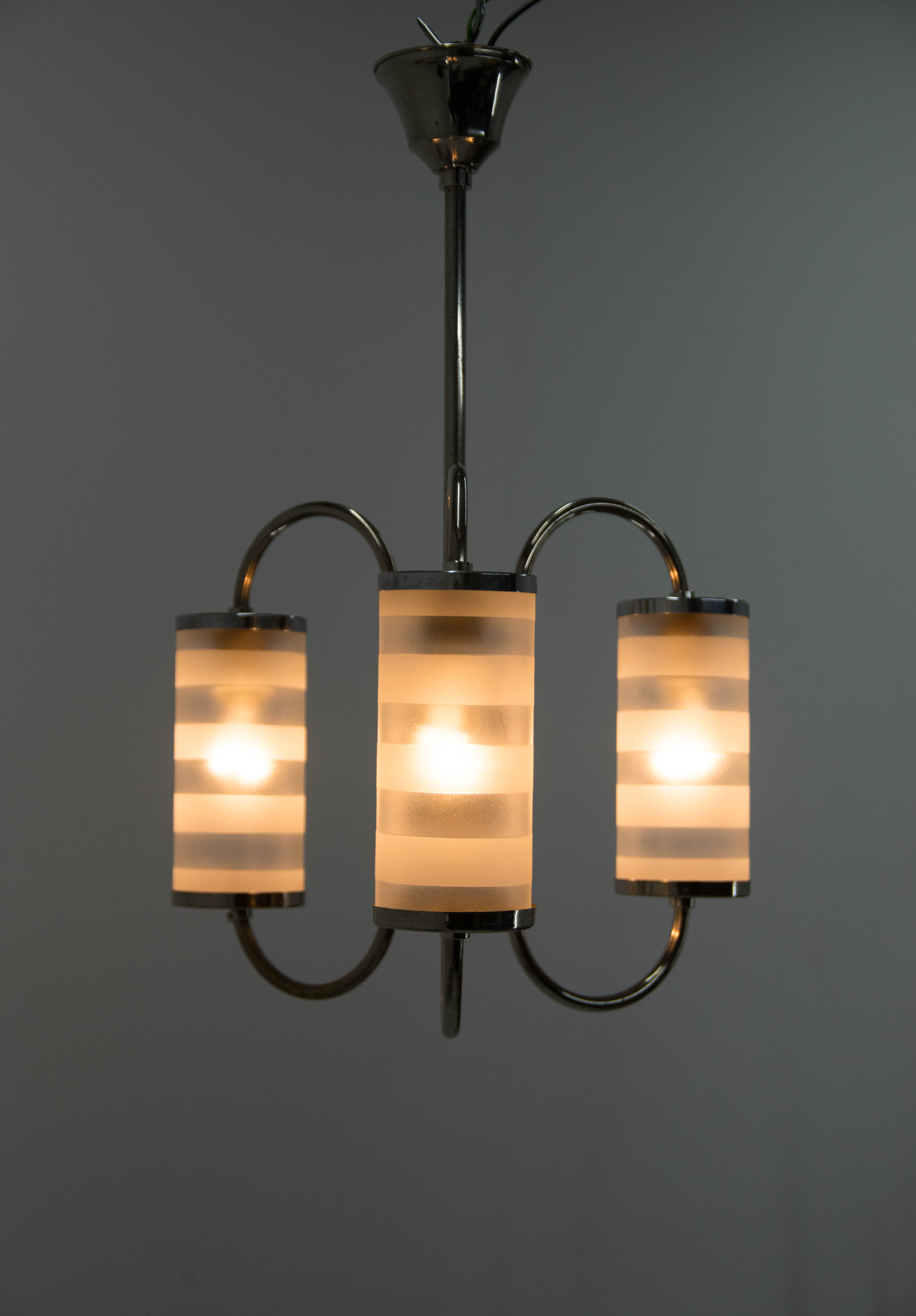 Art deco chandelier, czechoslovakia, 1930s