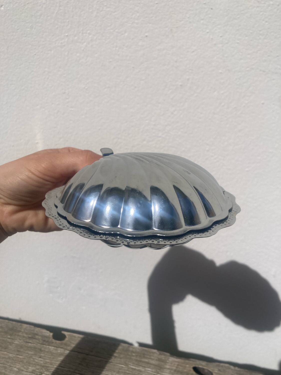 Silver plated butter dish shell 1950