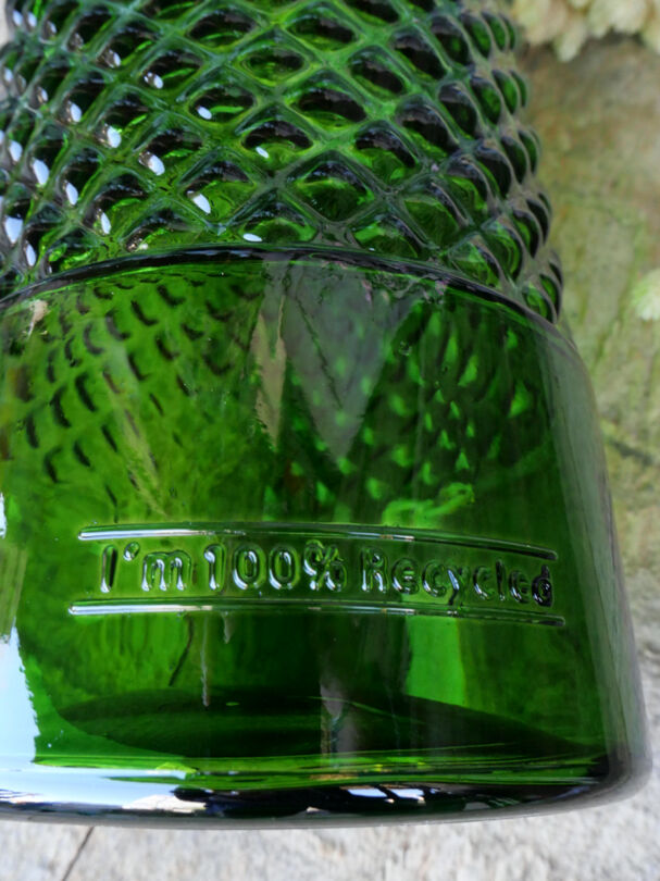 Bottle, vase, recycled glass green fir