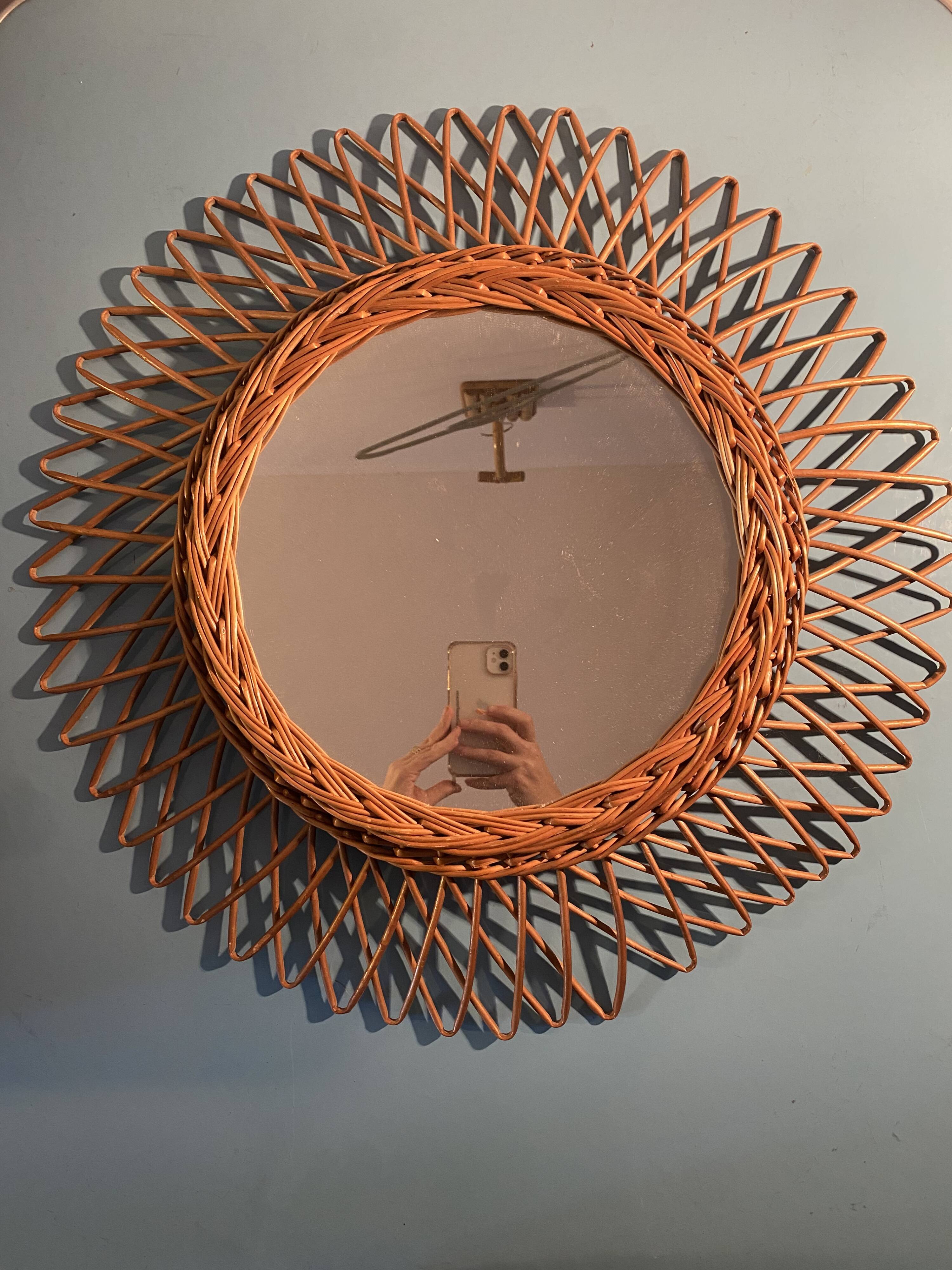sun rattan mirror