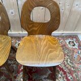 Set of 4 Baumann chairs model Eye in wood, 1950s design.