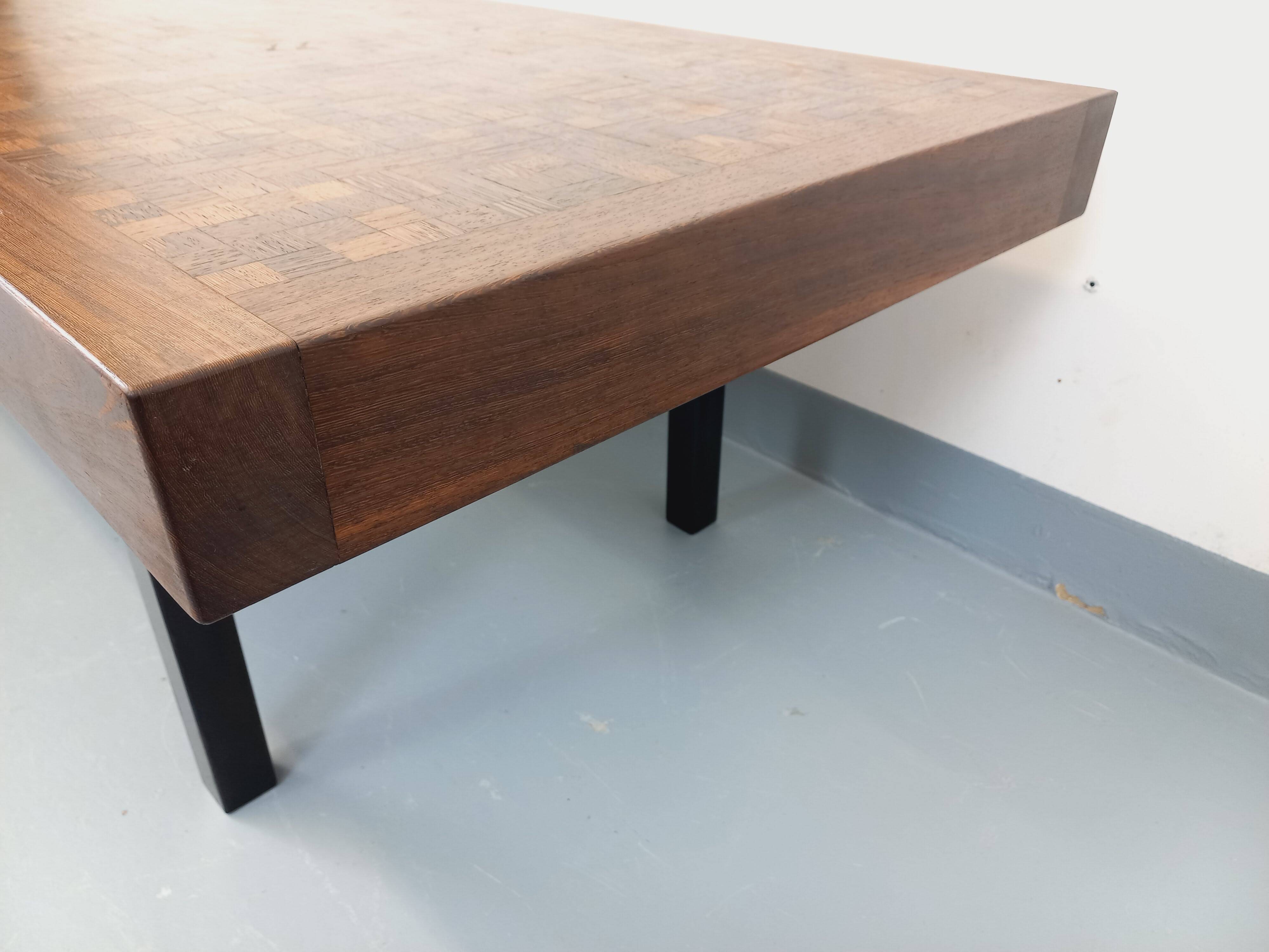 Vintage rectangular coffee table by Dieter Wackerlin in wood mosaic.