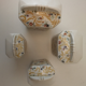 Set 4 spice pots old floral decoration