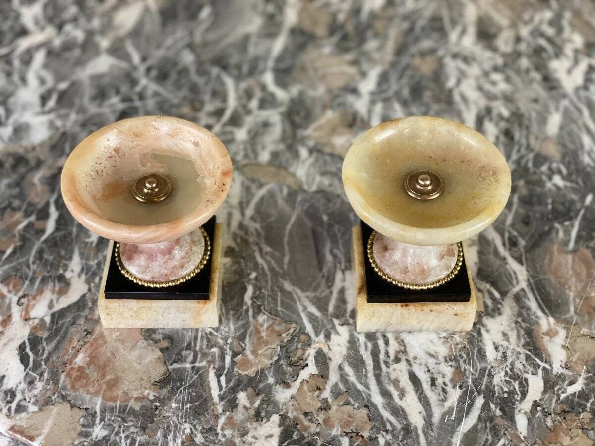 Paire de coupes en blue john ou fluo spar, vers 1900