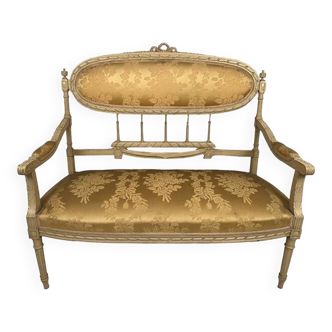 Louis XVI style two-seater bench, circa 1900
