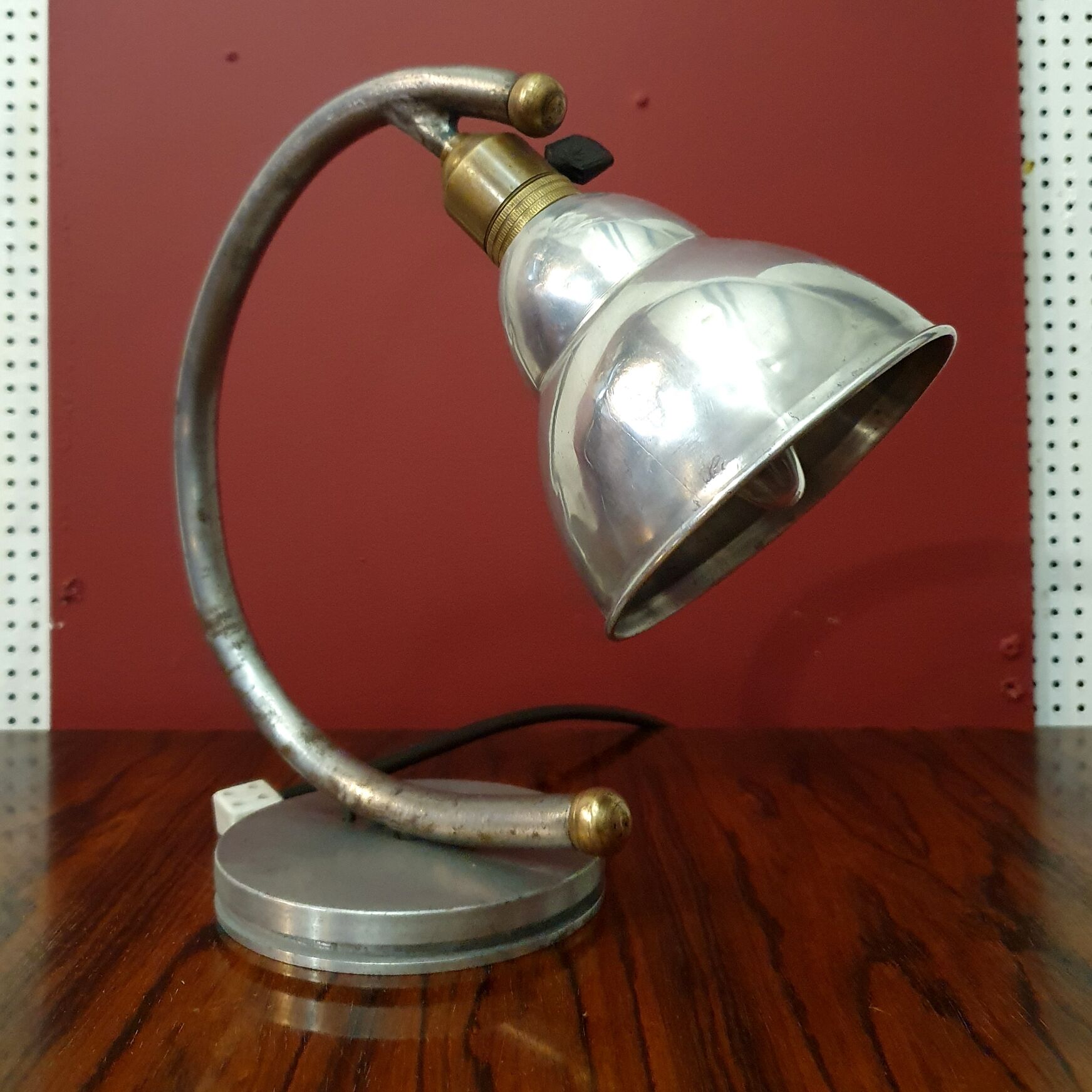 Modernist office lamp - patinated metal - ca 1950
